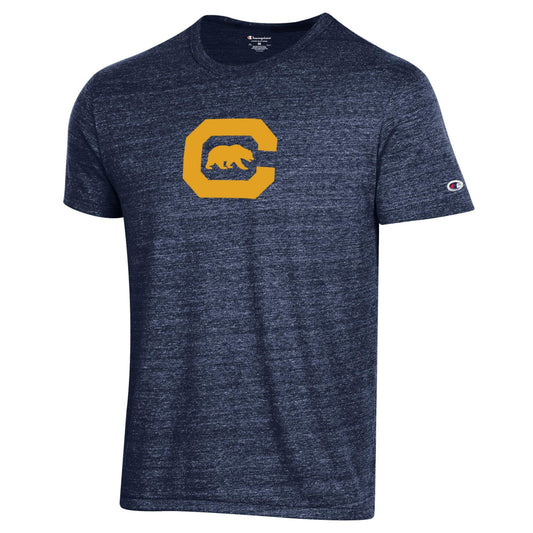 U.C. Berkeley Block C Walking Bear tri blend T-Shirt-Navy-Shop College Wear