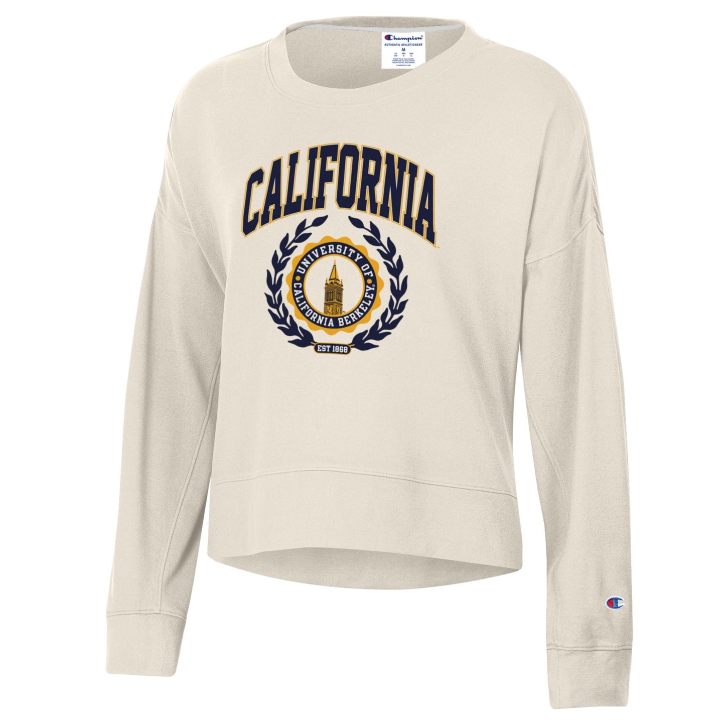 U.C. Berkeley Cal Champion sueded crewneck sweatshirt-Ivory-Shop College Wear