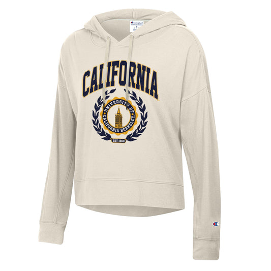 U.C. Berkeley Cal Champion sueded hoodie sweatshirt-Ivory-Shop College Wear