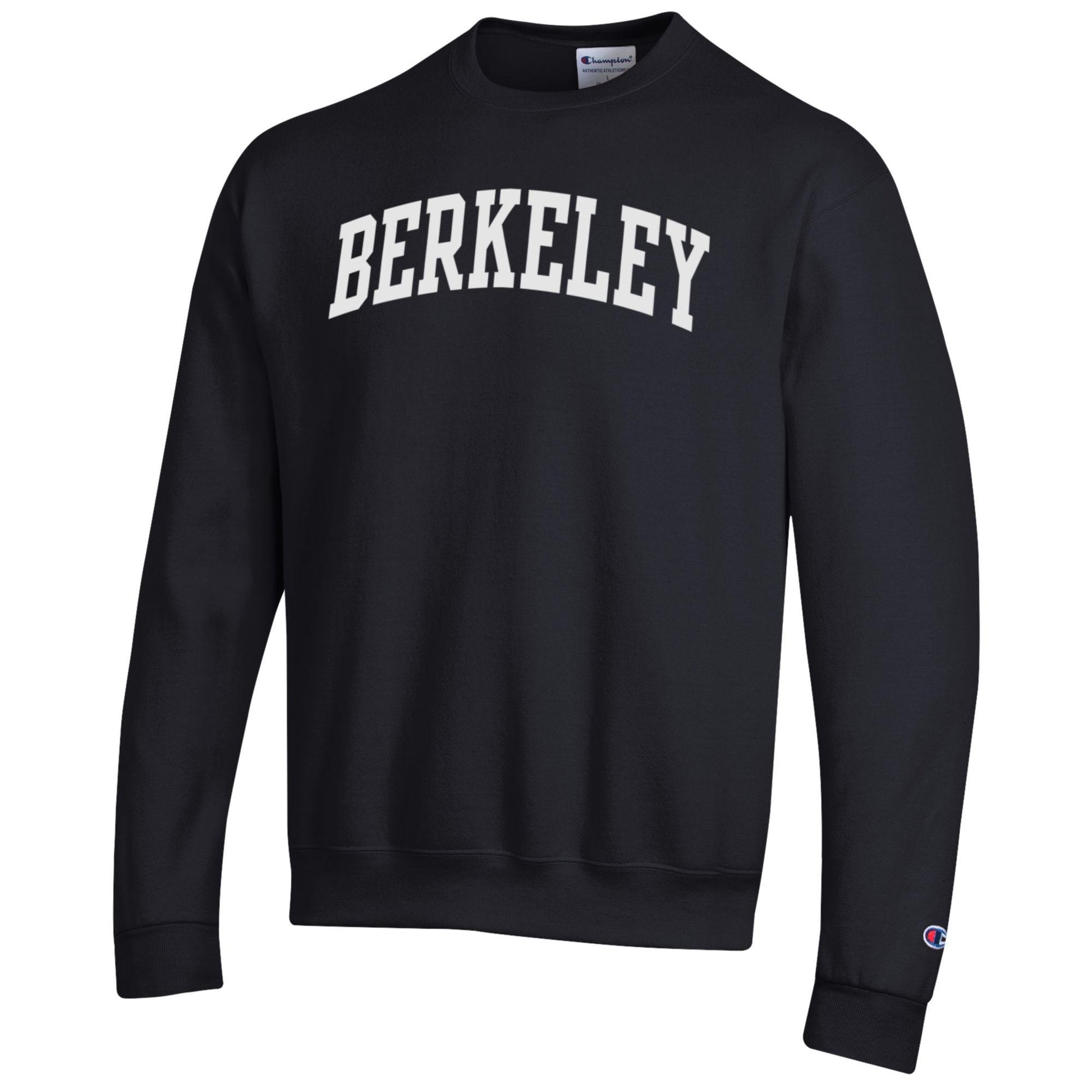 University of California Berkeley classic arch Champion crew-neck sweatshirt-Black-Shop College Wear