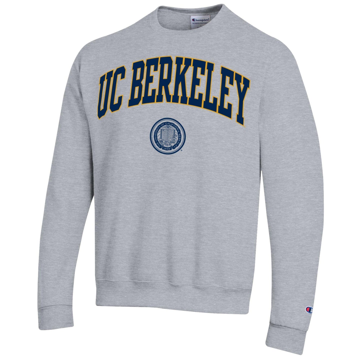 U.C. Berkeley arch and seal Champion crew-Neck sweatshirt-Gray-Shop College Wear