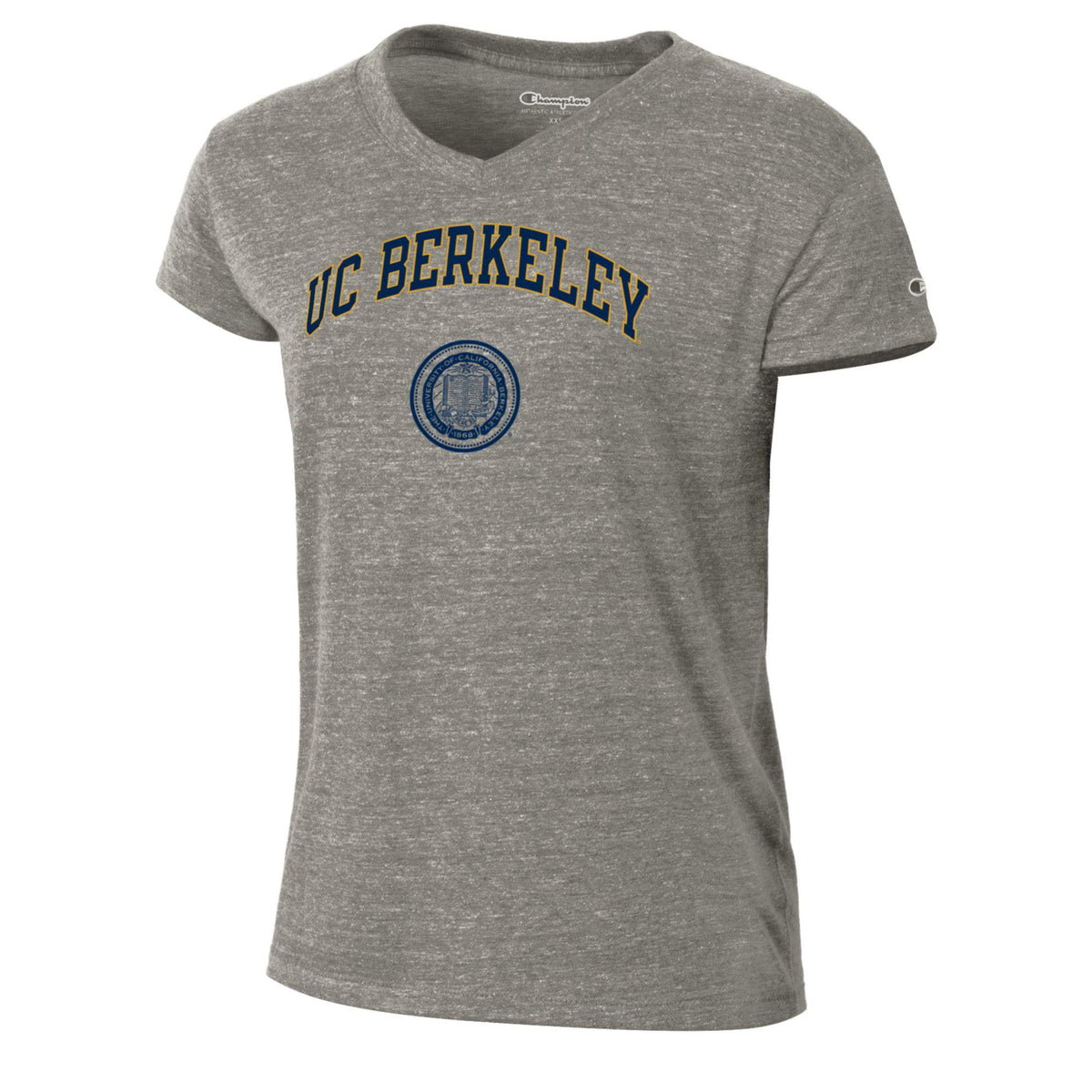 University of California Berkeley Cal arch and seal women's tri blend crew-neck T-Shirt-Gray-Shop College Wear