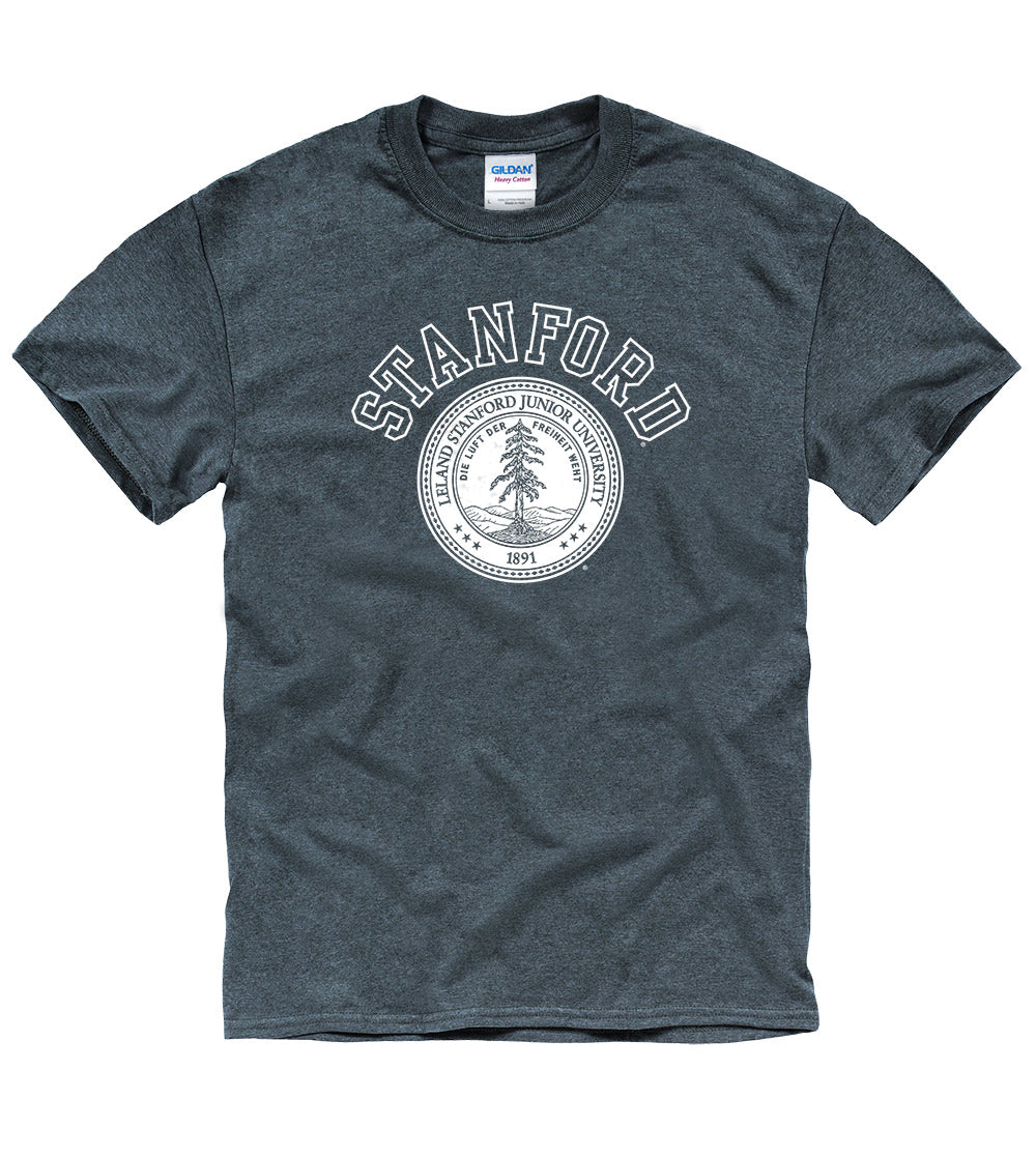 Stanford University Men's Outline T-Shirt-Charcoal-Shop College Wear