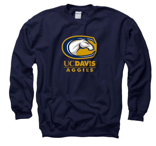 UC Davis Aggies Primary Mark Men's Crew Neck Sweatshirt - Navy-Shop College Wear