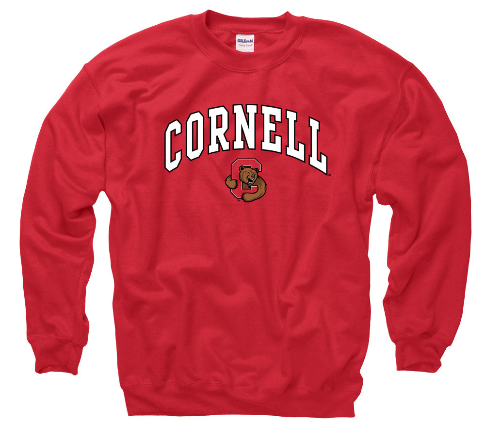 Cornell University Men's Crew Neck Sweatshirt- Red