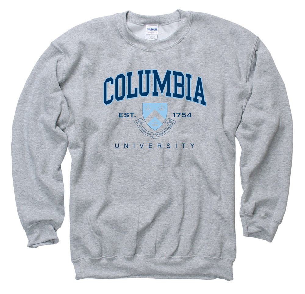 Columbia University Men's Crew Neck Sweatshirt-Gray-Shop College Wear