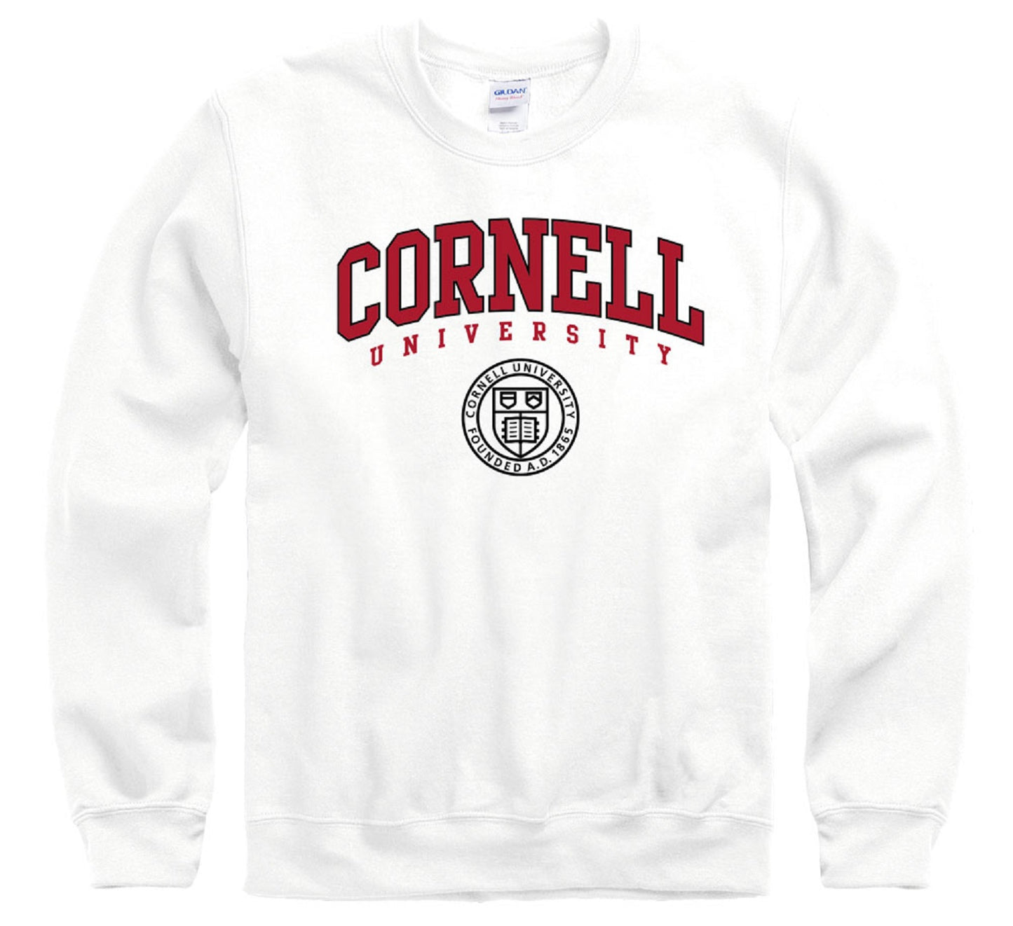 Cornell University Big Red double arch crew-neck sweatshirt-White-Shop College Wear
