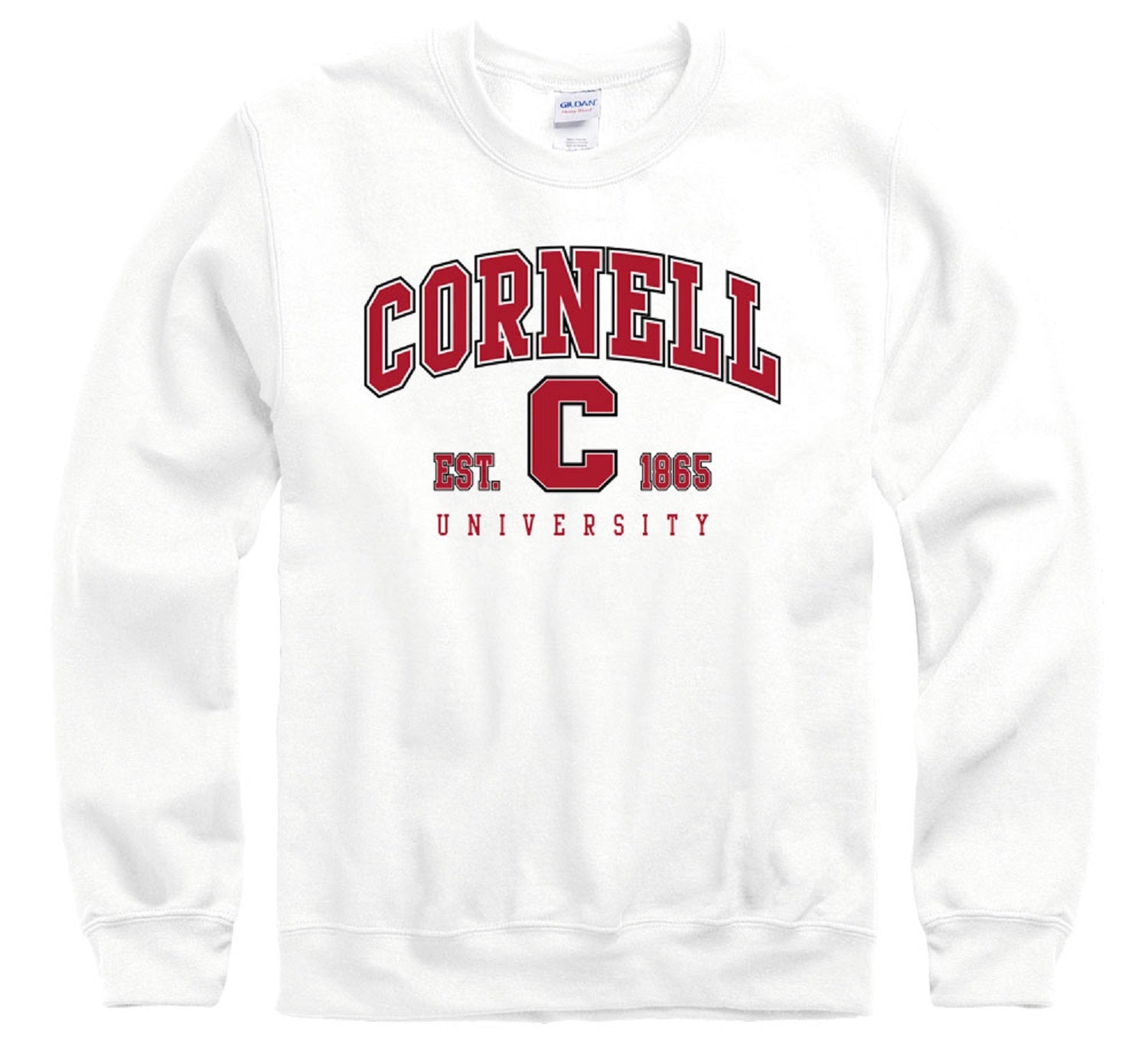 Cornell University Big Red Double Arch & Seal Crew-Neck Sweatshirt in Grey | Men's | Size Small by New Agenda