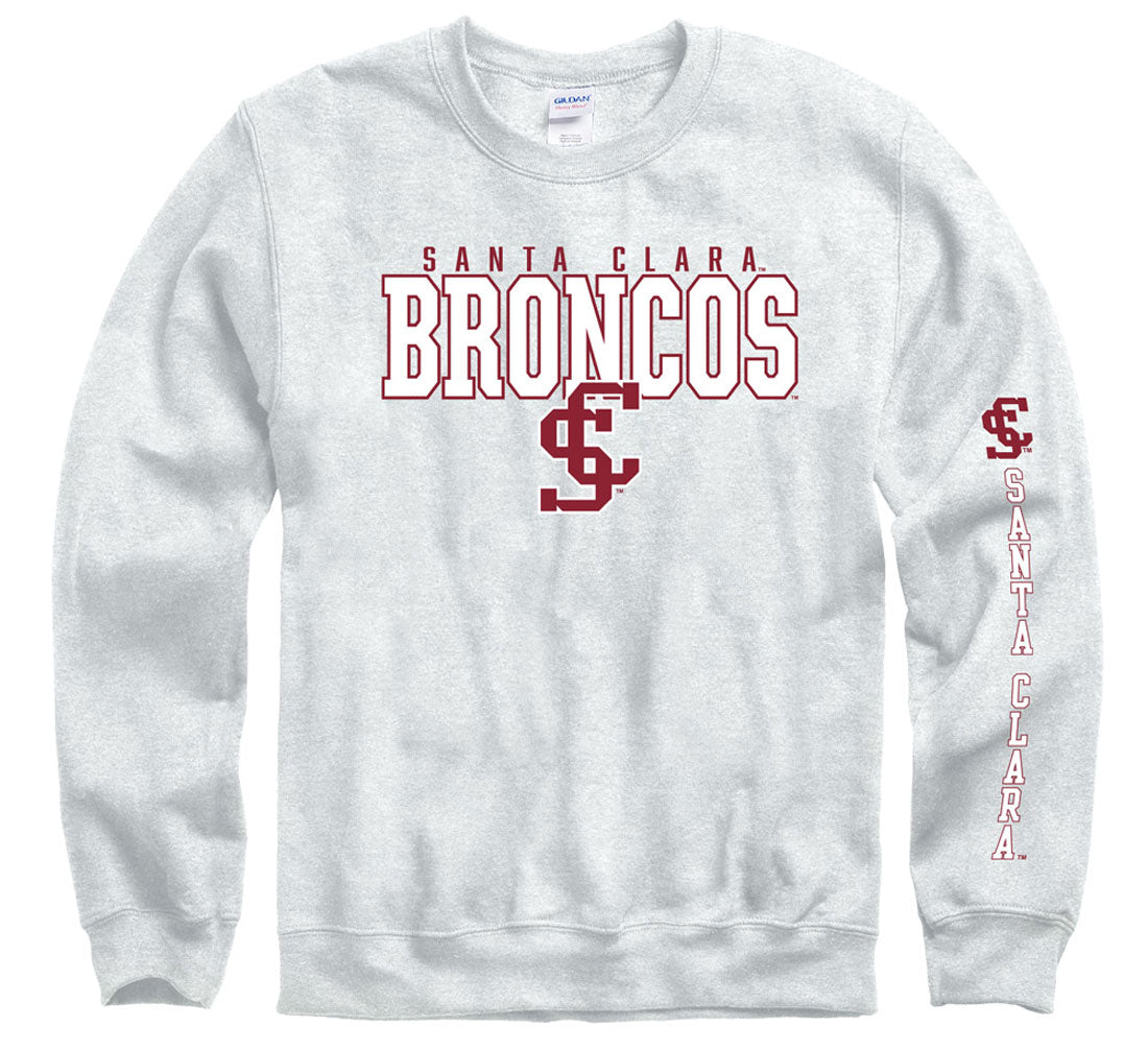 Santa Clara University Broncos crew neck sweatshirt-Ash Gray-Shop College Wear