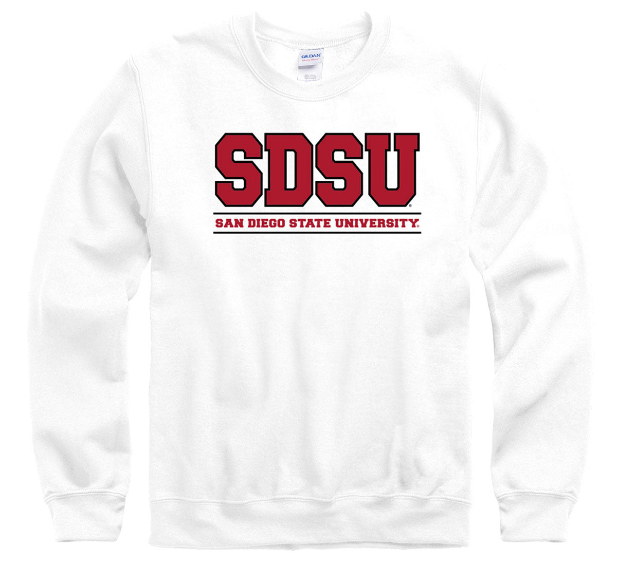 San Diego State University SDSU horizontal block crew neck sweatshirt-White-Shop College Wear