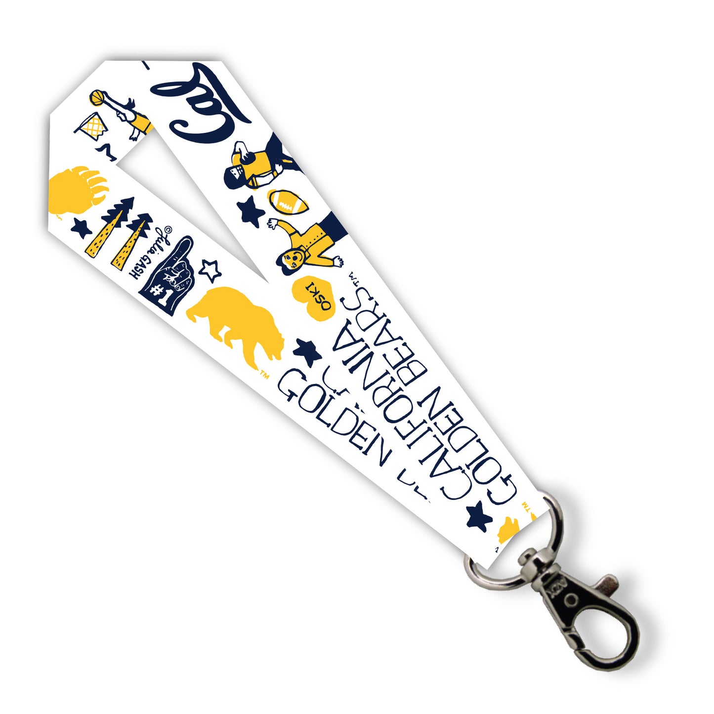 U.C. Berkeley Cal Julia Gash 1" keystrap with lobster clip-White-Shop College Wear