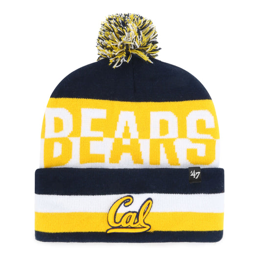 U.C. Berkeley Cal Bears embroidered cuffed with pom knit hat beanie-Navy-Shop College Wear