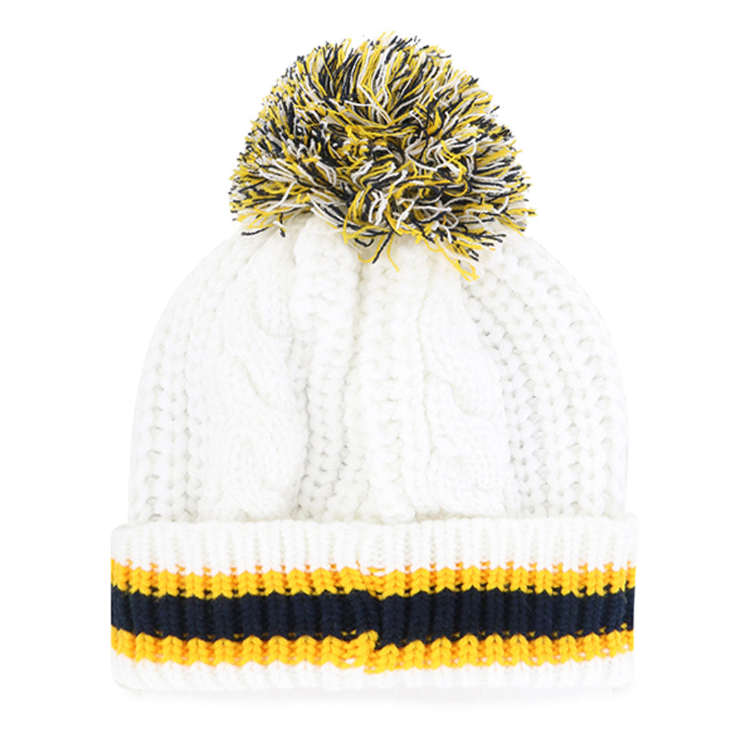 U.C. Berkeley Cal Bears cable knit cuff knit beanie hat-White-Shop College Wear