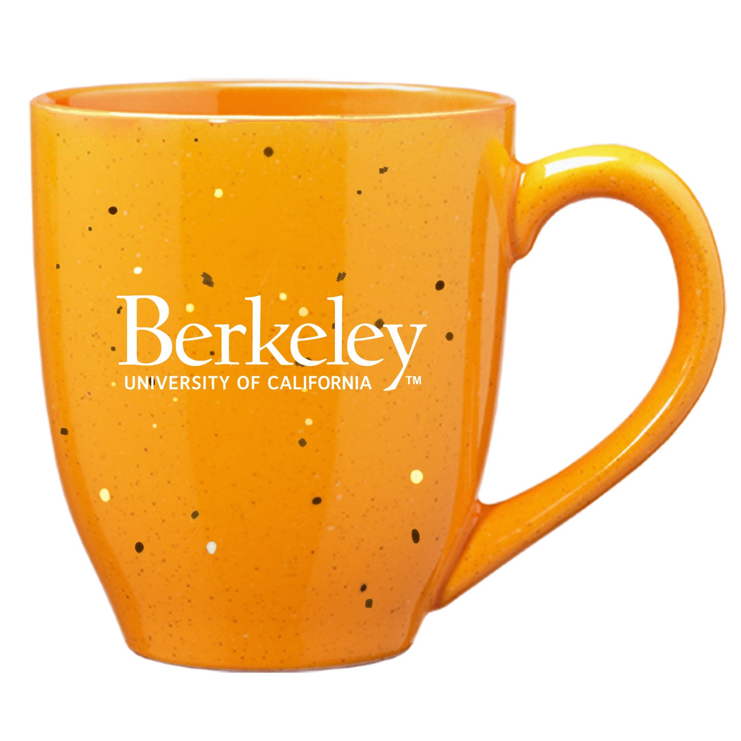 16 oz coffee mug logo University Of California Berkeley Cal Laser Engraved Stacked Logo 16 oz Speckled Ceramic Mug in Gold