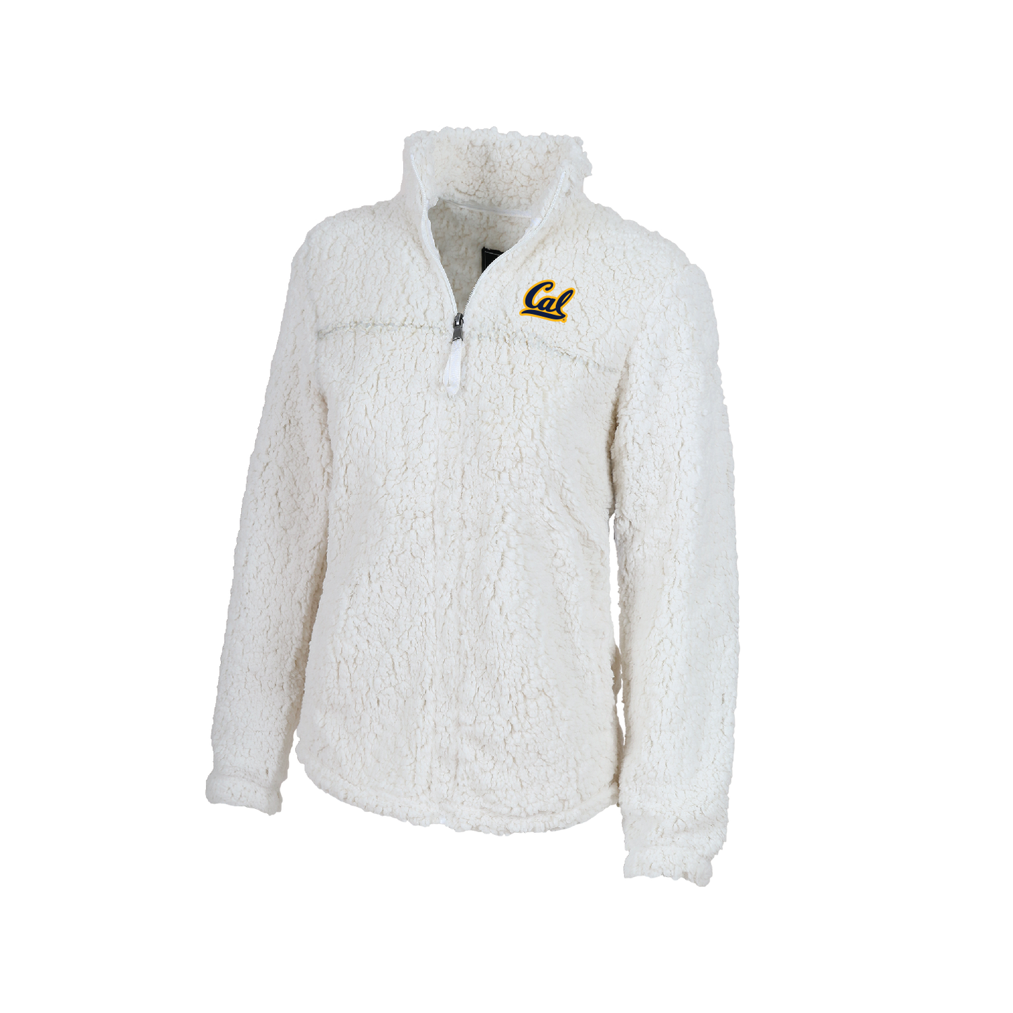 U.C. Berkeley Cal embroidered applique sherpa 1/4 zip shirt-Natural-Shop College Wear
