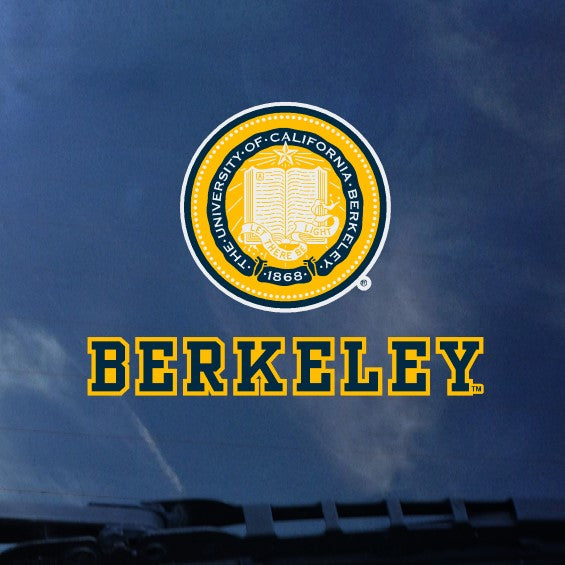 University of California Berkeley multi color seal over Berkeley decal