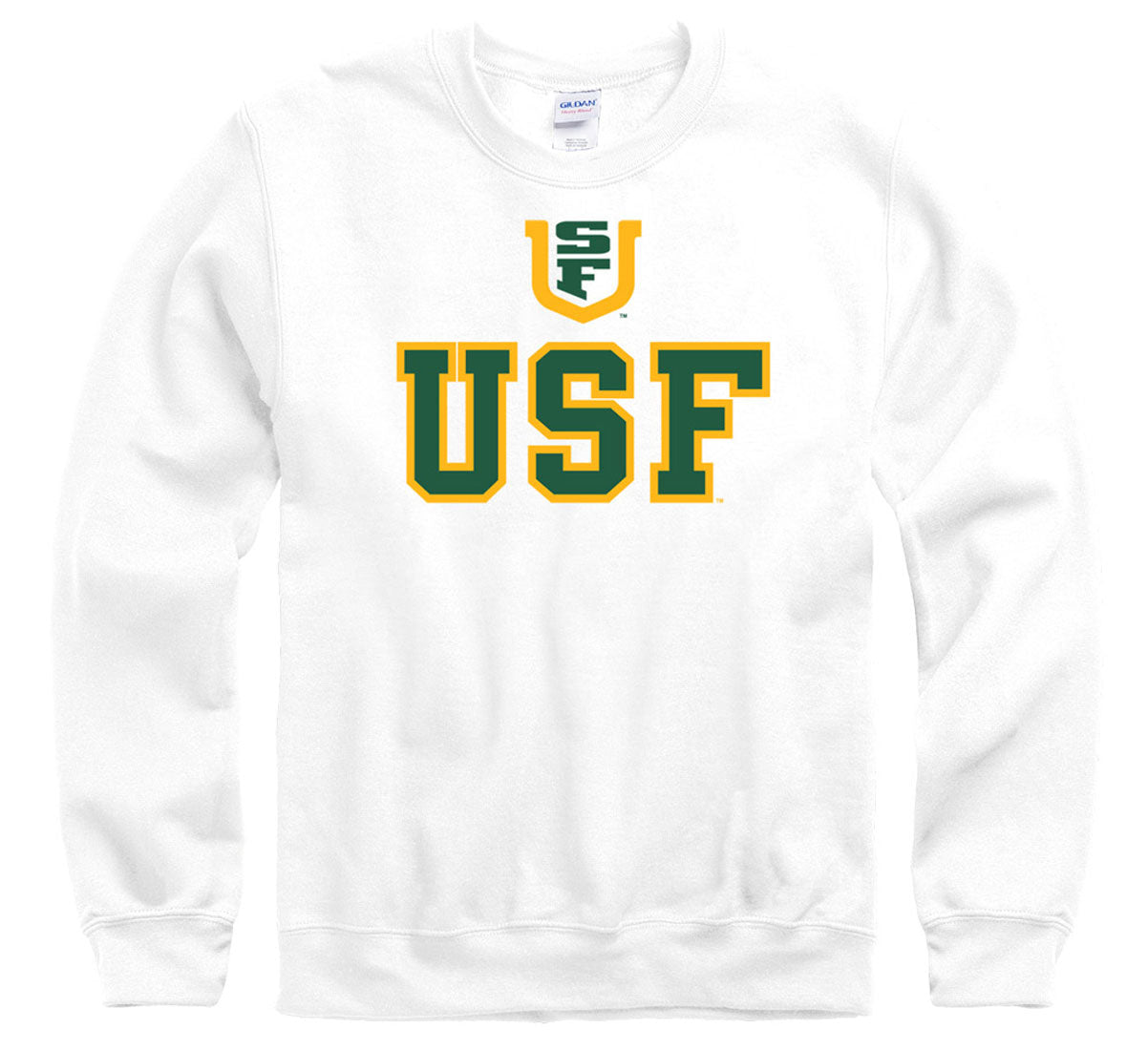 University of San Francisco Dons USF block crew neck sweatshirt-White-Shop College Wear