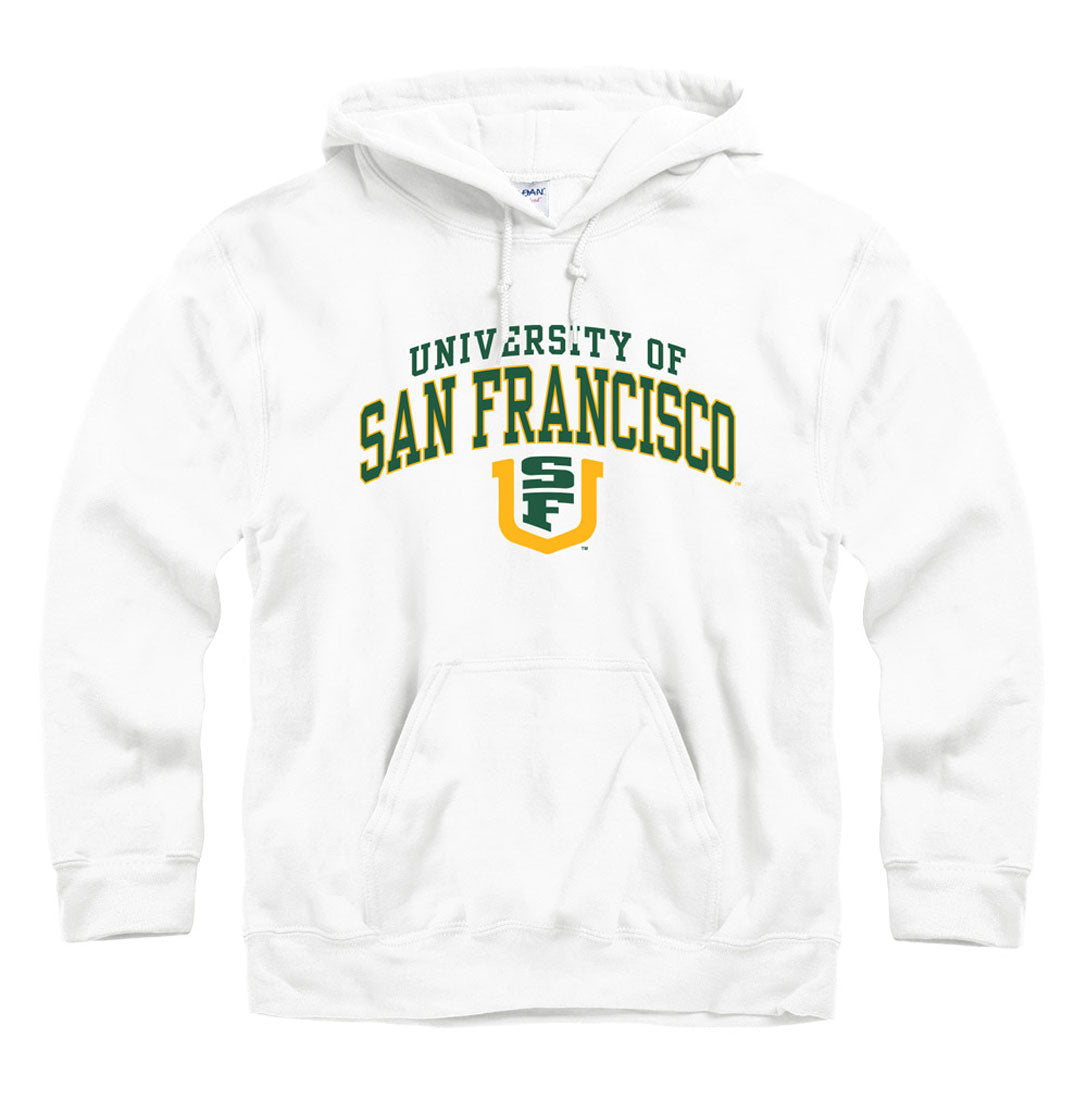 New Agenda University of San Francisco Dons Double Arch Hoodie Sweatshirt-White