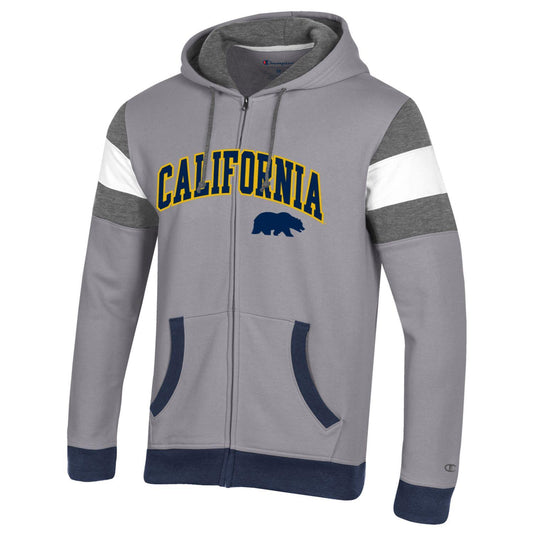 U.C. Berkeley Cal Bears Champion applique zip-up hoodie sweatshirt-Gray-Shop College Wear