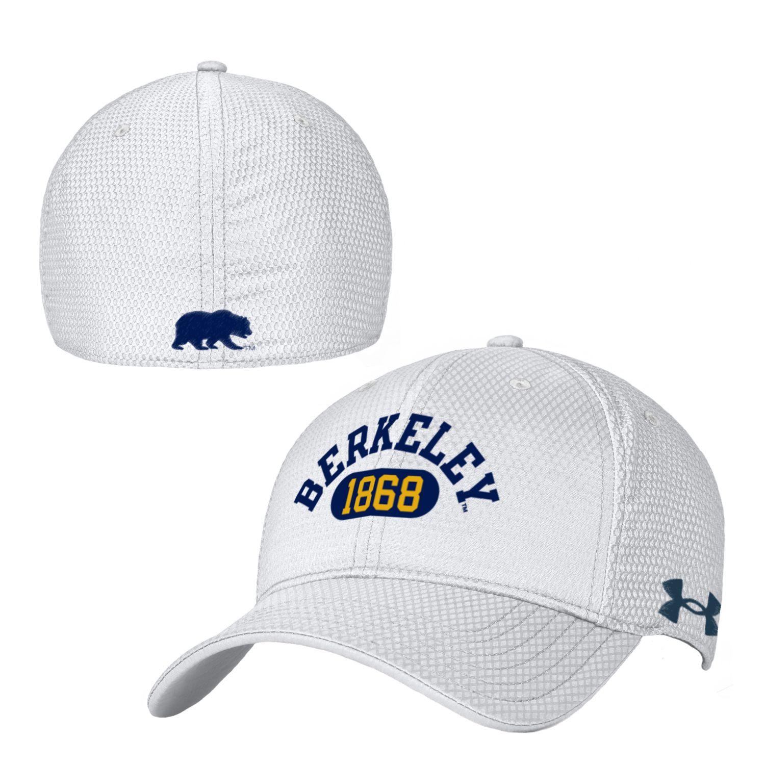 U.C. Berkeley Cal 1868 Embroidered Stretch Fit Under Armour Cap in White | Men's | Size Medium/Large