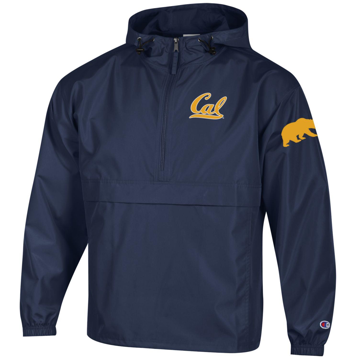 U.C. Berkeley Cal and Bear mascot 1/2 zip pack N Go nylon jacket