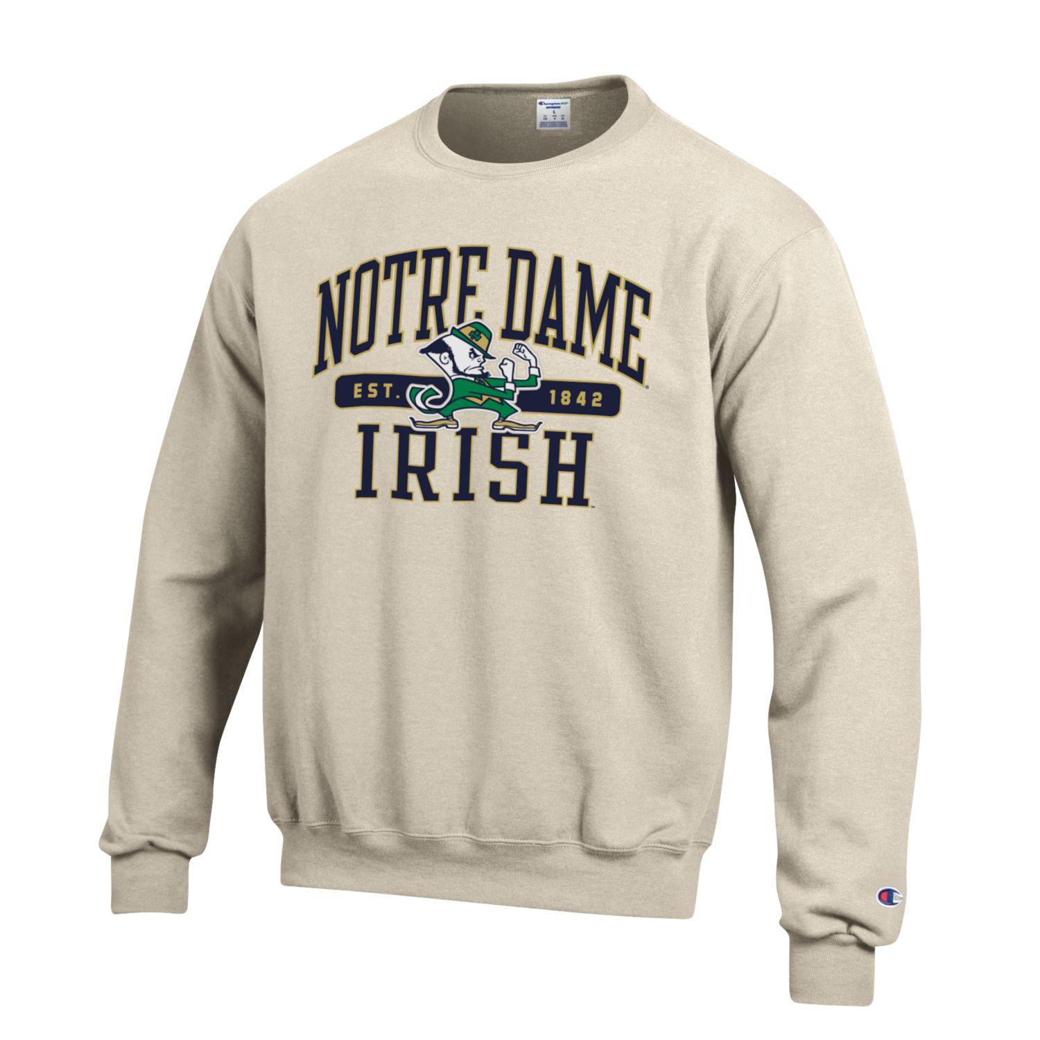 Notre Dame Fighting Irish Champion Crew Neck Sweatshirt-Oatmeal