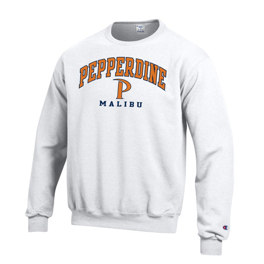 Pepperdine University Waves P Champion crew neck sweatshirt-White-Shop College Wear