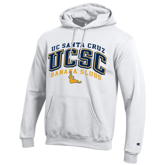 U.C. Santa Cruz Banana Slugs Champion Hoodie Sweatshirt-White-Shop College Wear