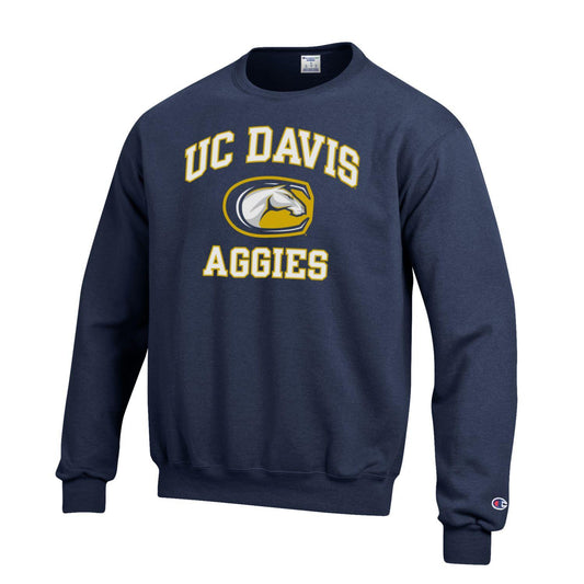 U.C. Davis Aggies Arch & Logo Champion Crew Neck Sweatshirt-Navy-Shop College Wear
