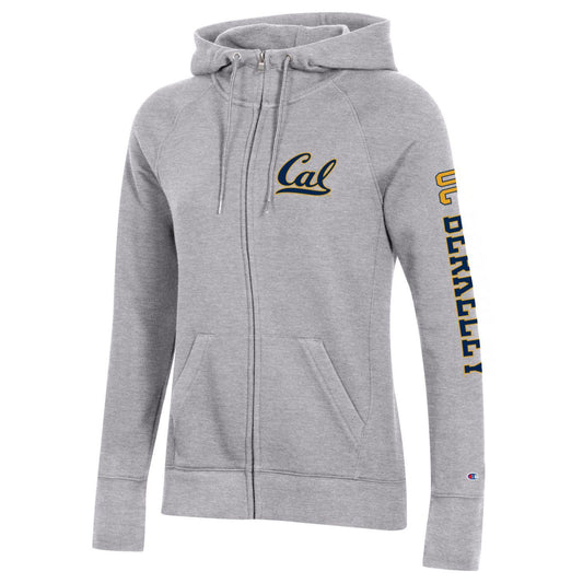 U.C. Berkeley bold Cal women's zip-up hoodie sweatshirt-Gray-Shop College Wear