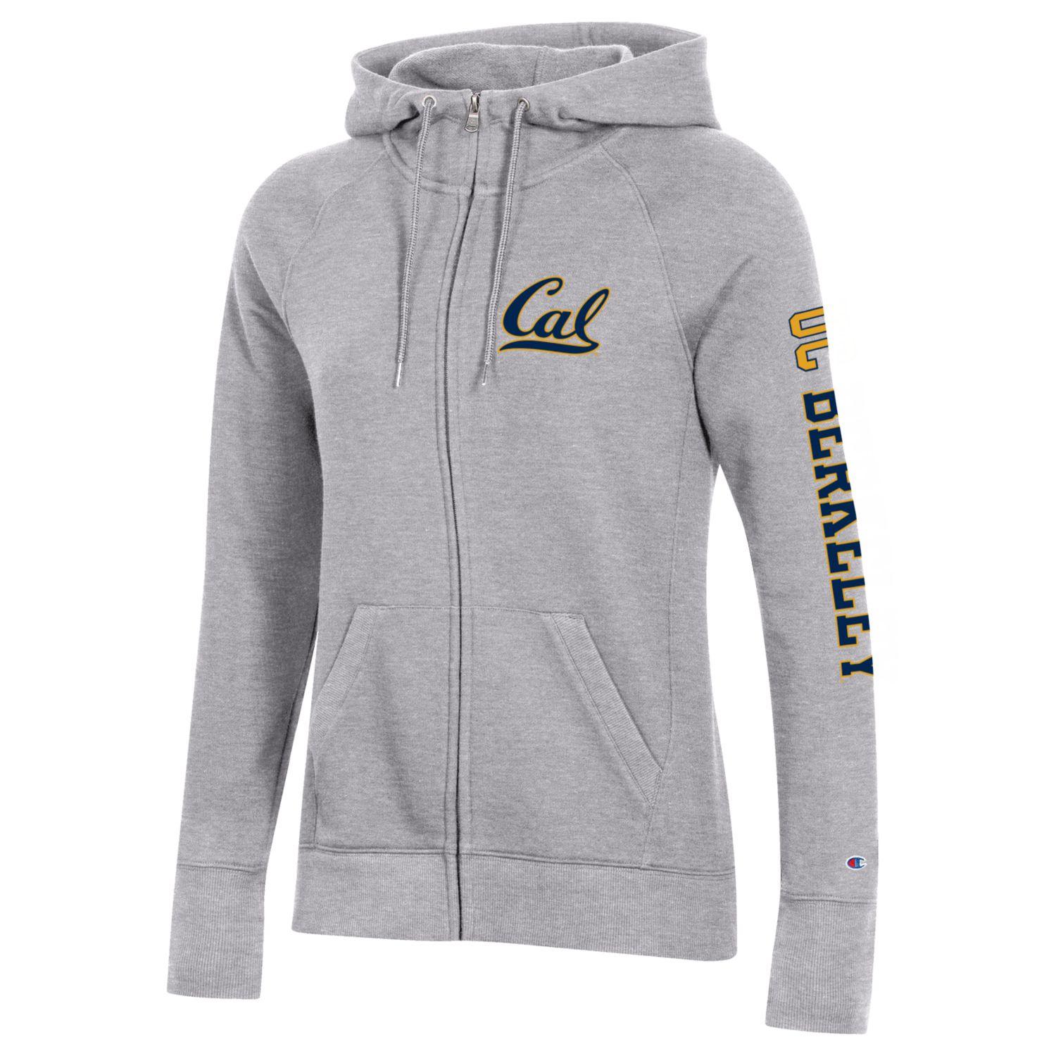 U.C. Berkeley bold Cal women's zip-up hoodie sweatshirt-Gray-Shop College Wear