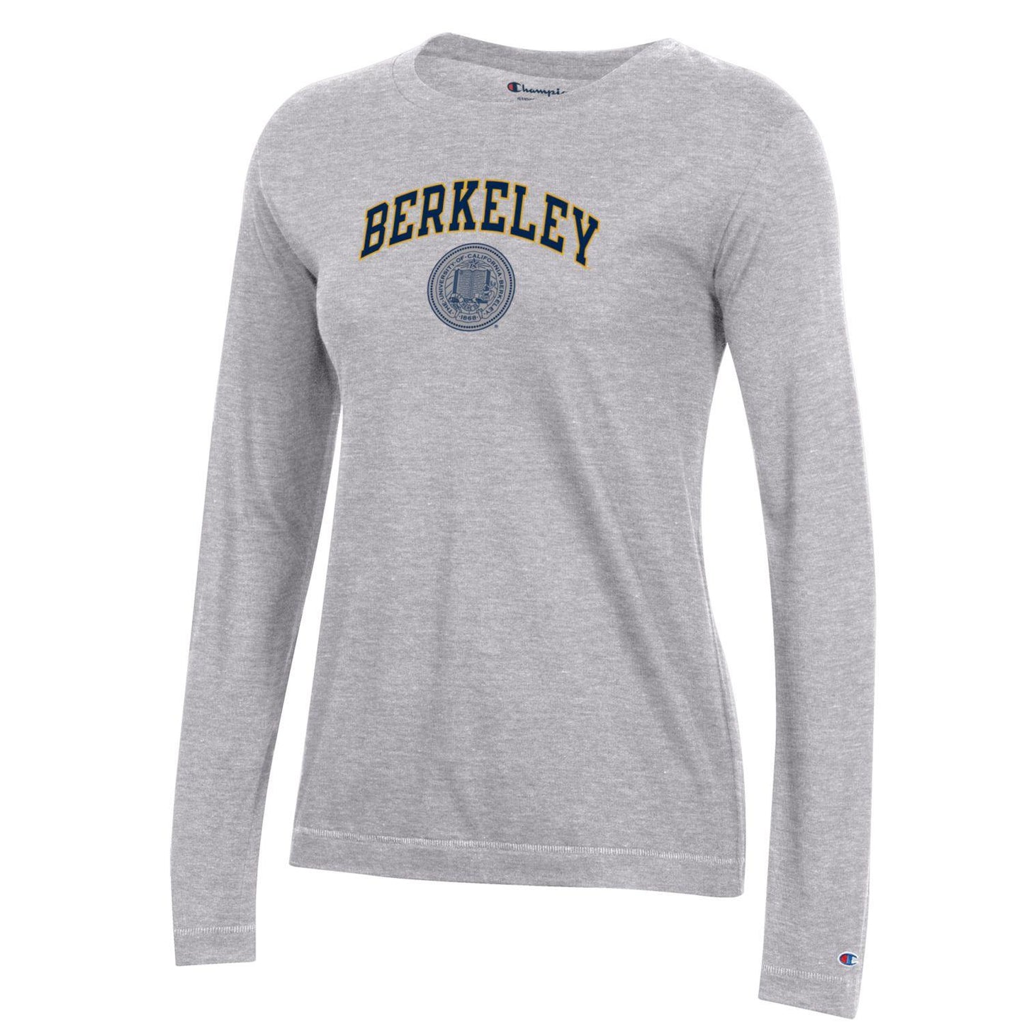 U.C. Berkeley arch & seal Champion women's long sleeve T-shirt-Grey-Shop College Wear