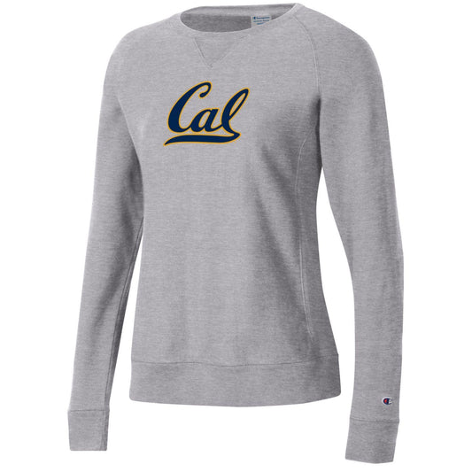 U.C. Berkeley Bold Cal reverse weave women crew-neck sweatshirt-Gray-Shop College Wear