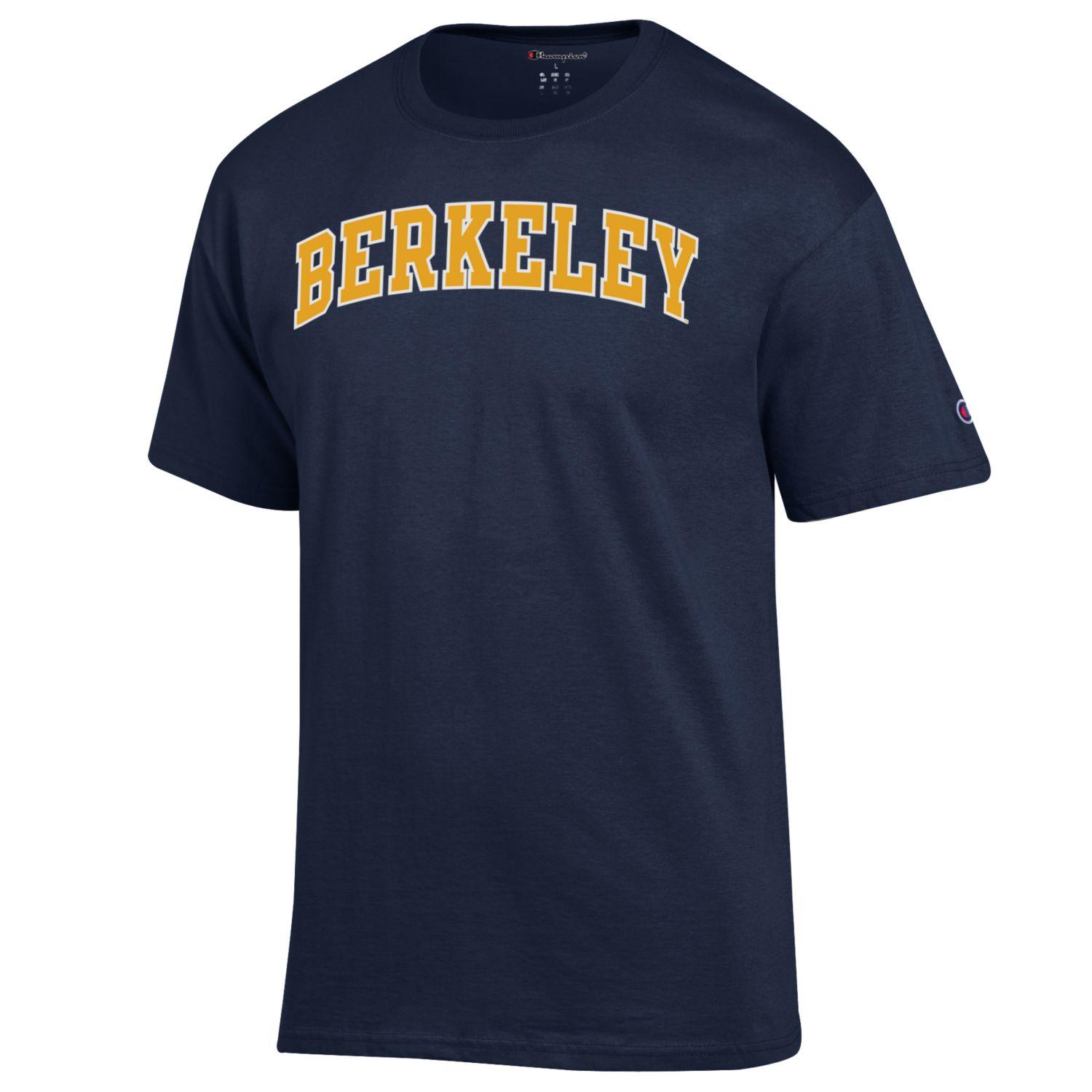 U.C. Berkeley Classic Two Color Arch Champion Men's T-Shirt in Navy Blue | Size Medium