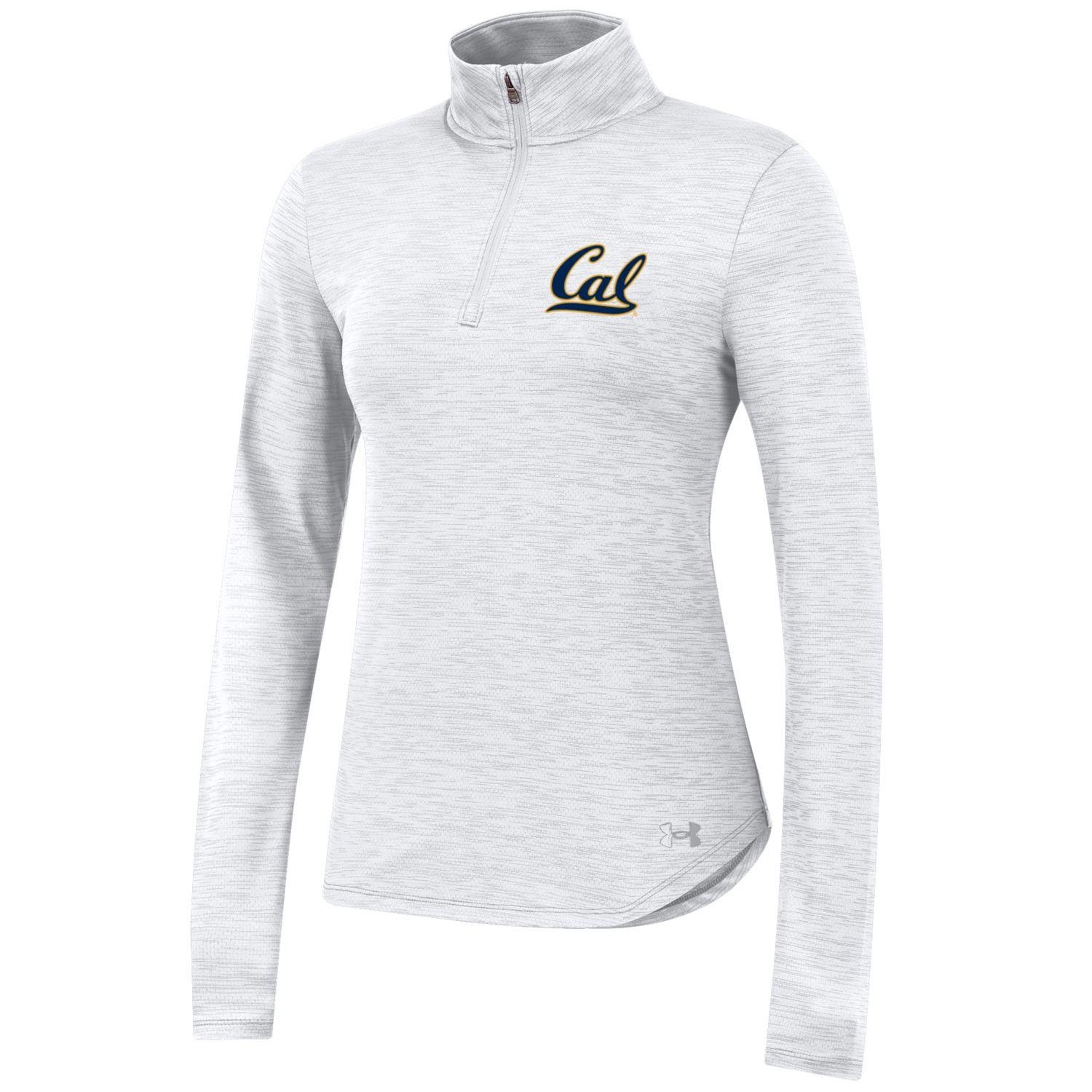 U.C. Berkeley Cal women's Under Armour vent tech dry performance 1/4 zip shirt-White-Shop College Wear