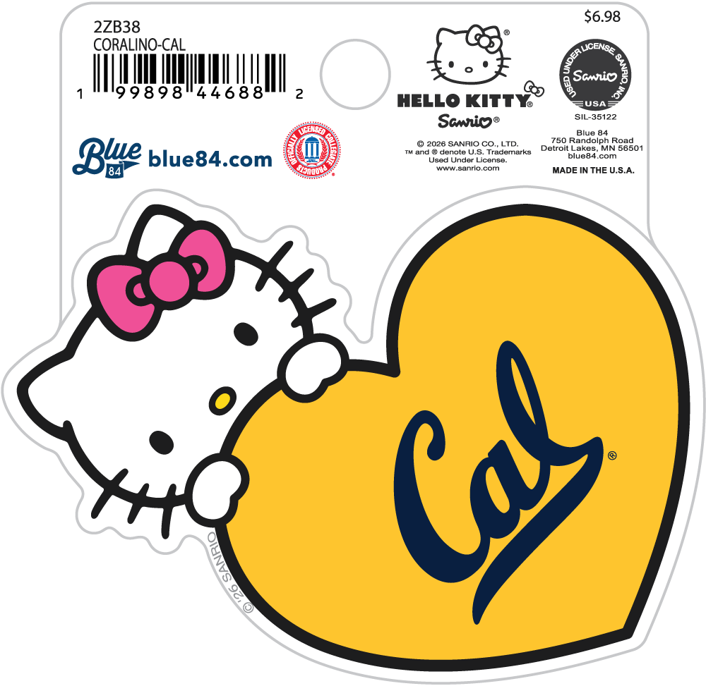 UC Berkeley Cal Hello Kitty heart sticker-Gold