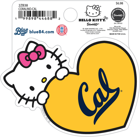 UC Berkeley Cal Hello Kitty heart sticker-Gold-Shop College Wear