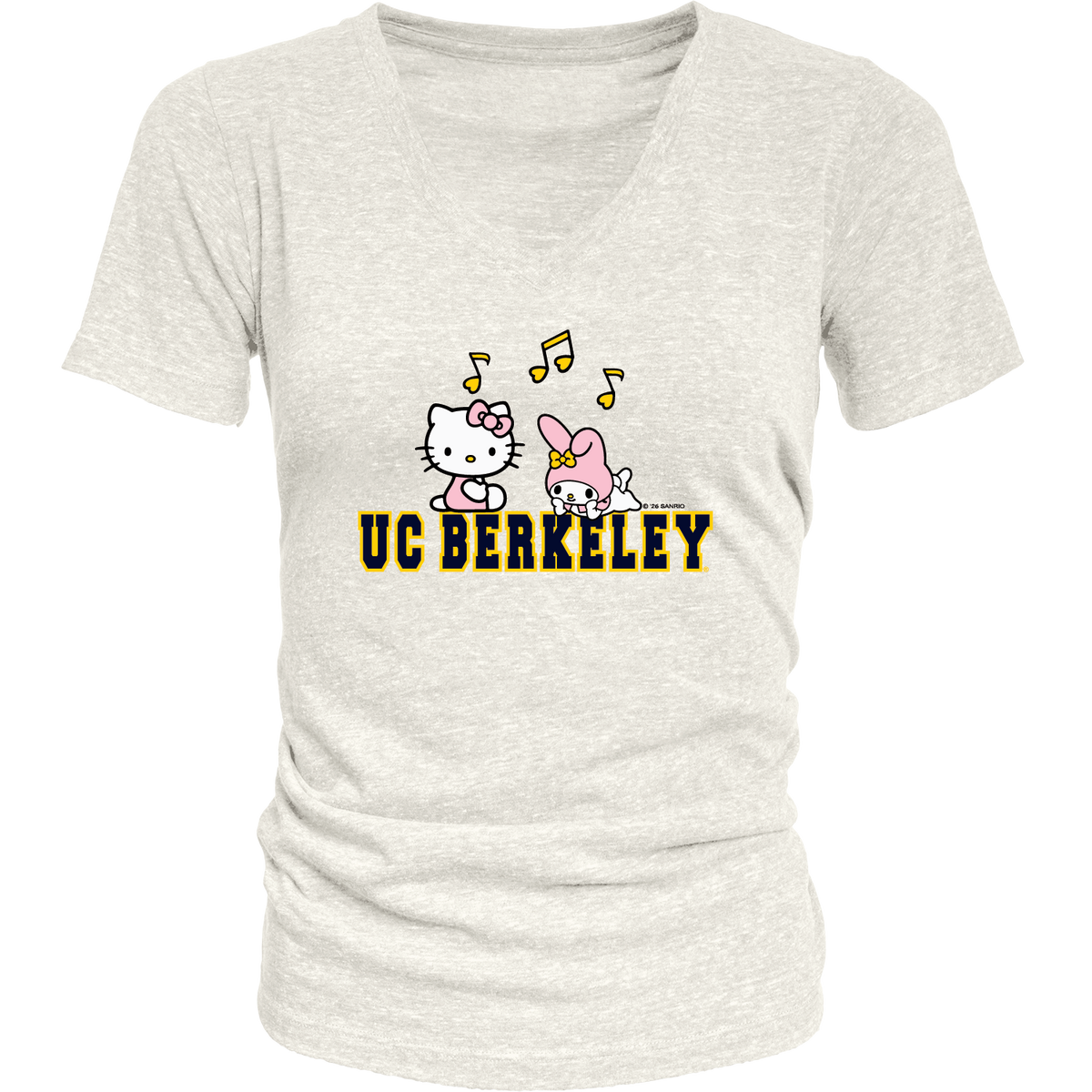 U.C. Berkeley Cal Hello Kitty Woman Tri blend T-Shirt-Oatmeal-Shop College Wear
