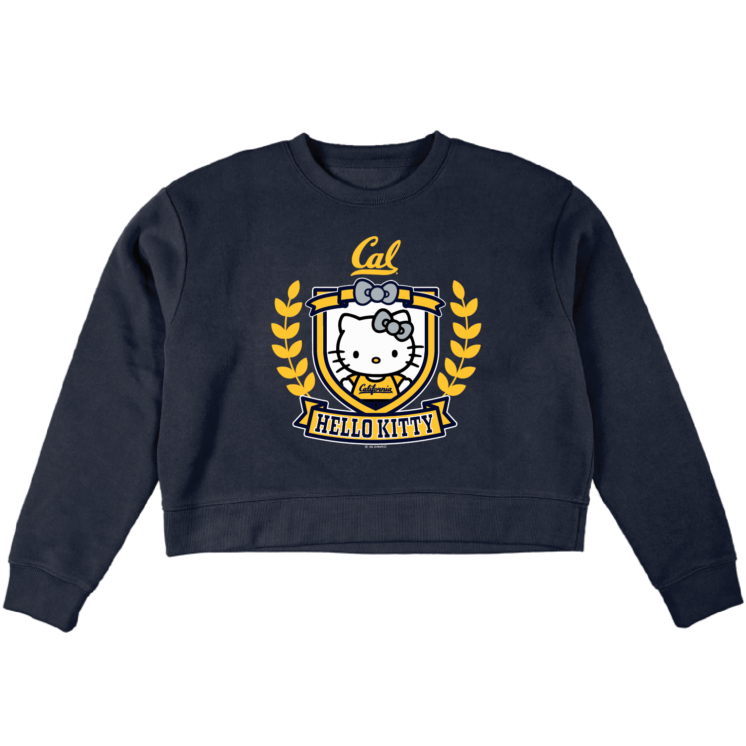U.C. Berkeley Cal Hello Kitty Cropped crew-neck sweatshirt-Navy-Shop College Wear