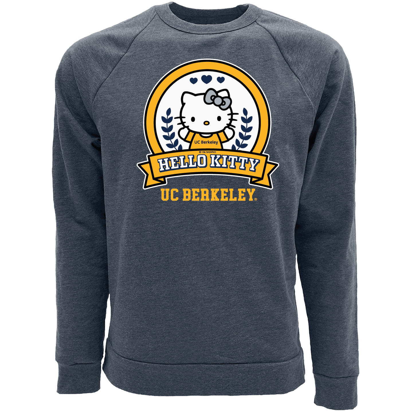 U.C. Berkeley Cal Hello Kitty tri blend crew-neck sweatshirt- Navy-Shop College Wear