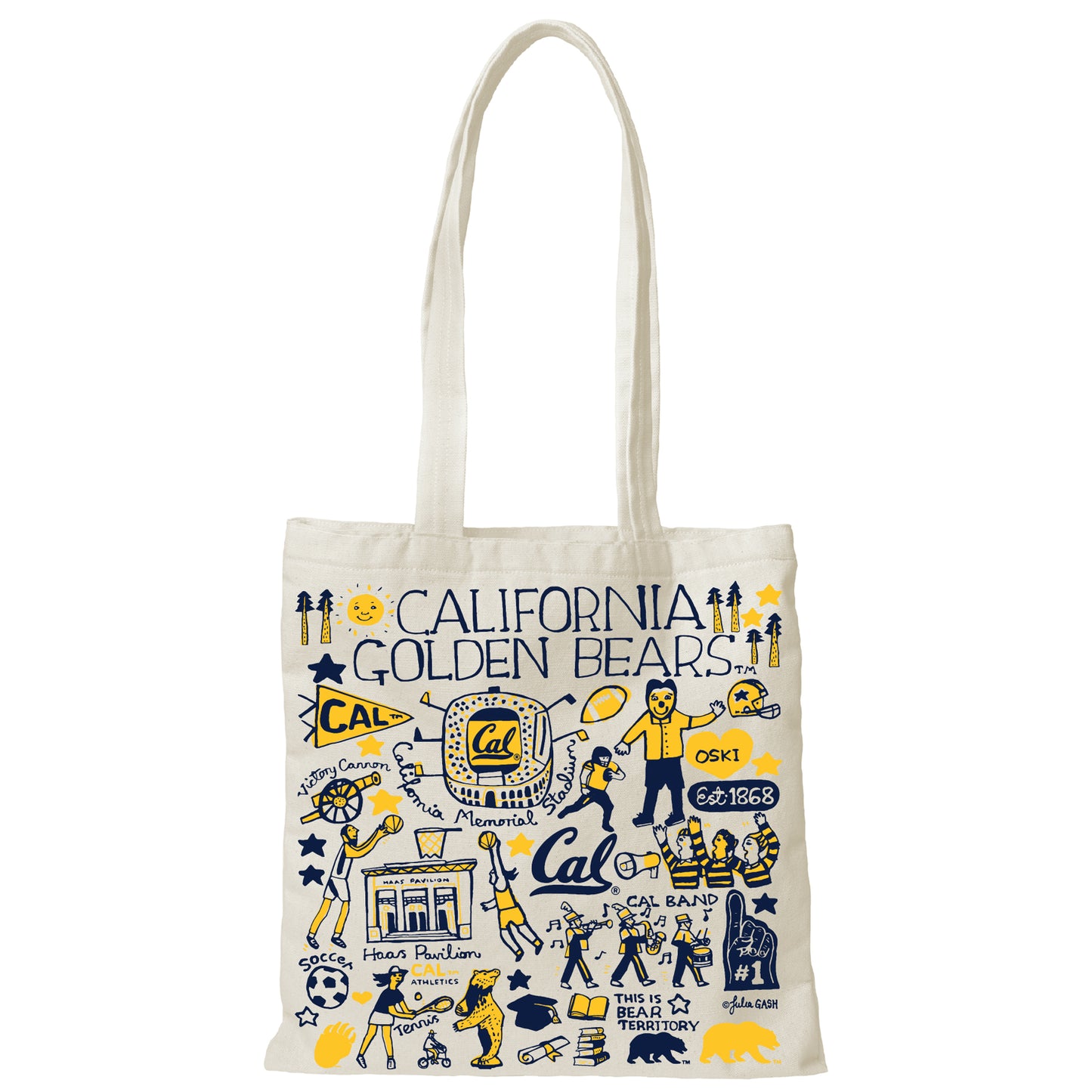 U.C. Berkeley Cal Julia Gash canvas slim tote-Natural-Shop College Wear