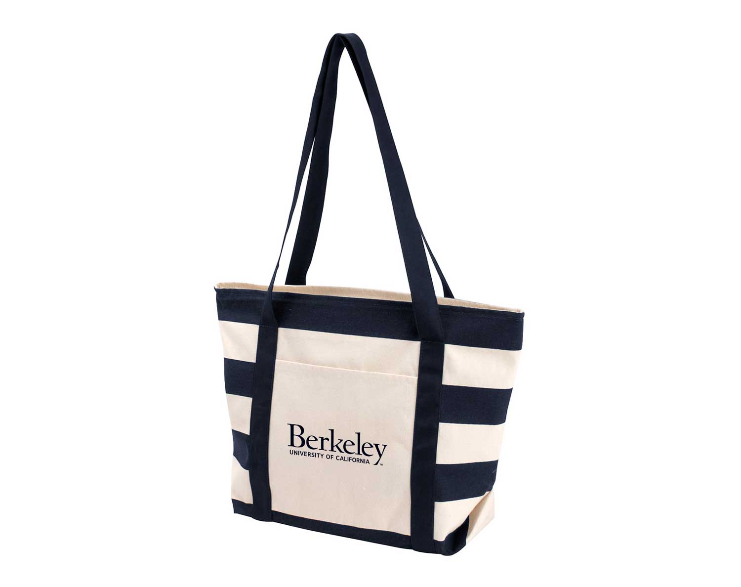 U.C. Berkeley Cal Canvas stripe tote bag-Natural-Shop College Wear