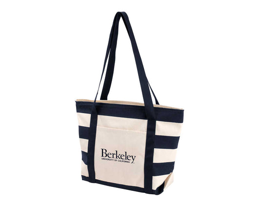 U.C. Berkeley Cal Canvas stripe tote bag-Natural