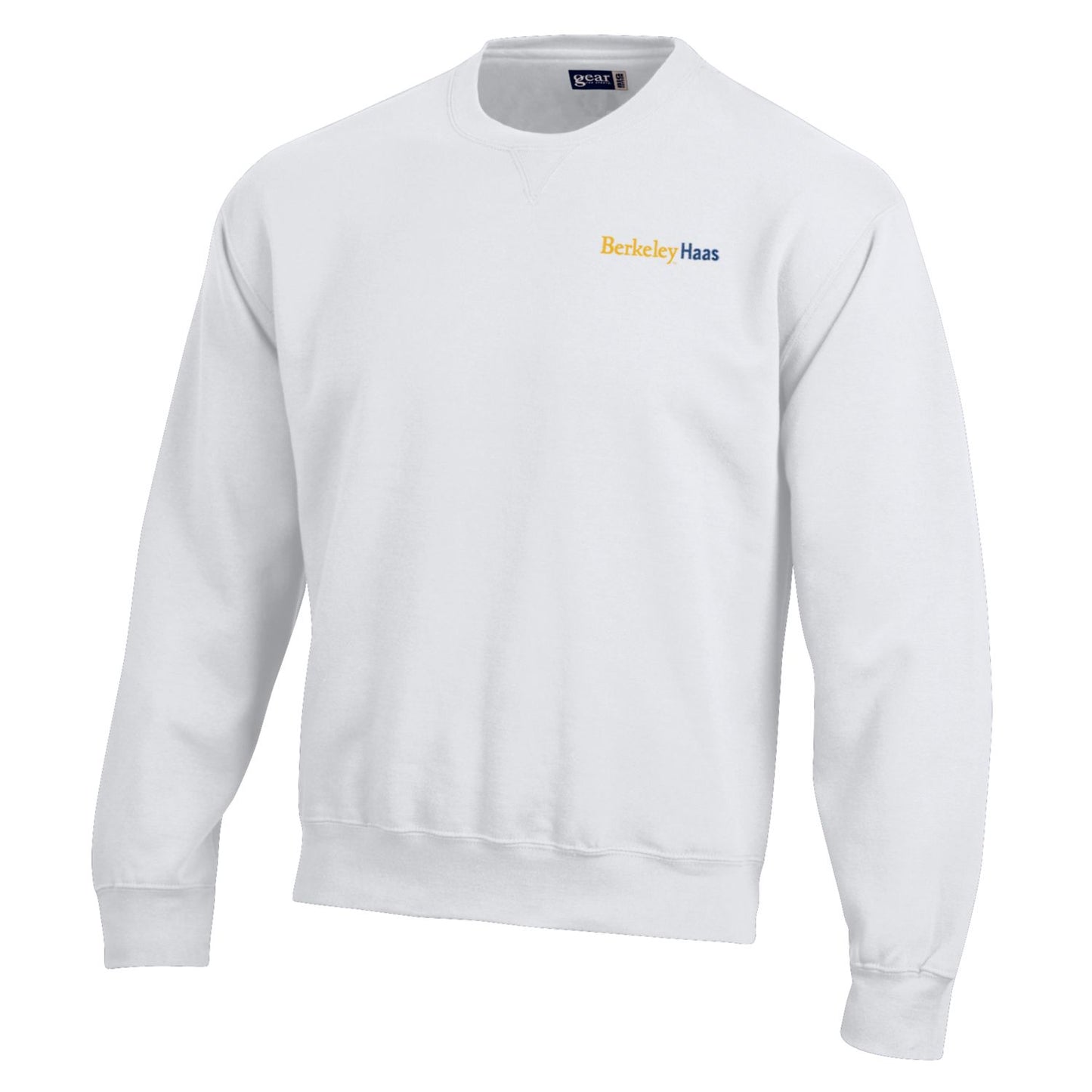 U.C. Berkeley Haas business school embroidered rich cotton crew-neck sweatshirt-White-Shop College Wear