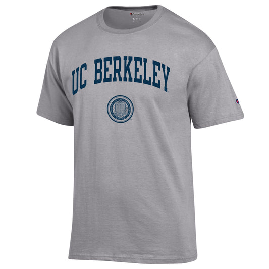 U.C. Berkeley arch and seal Men's Champion T-Shirt-Gray-Shop College Wear