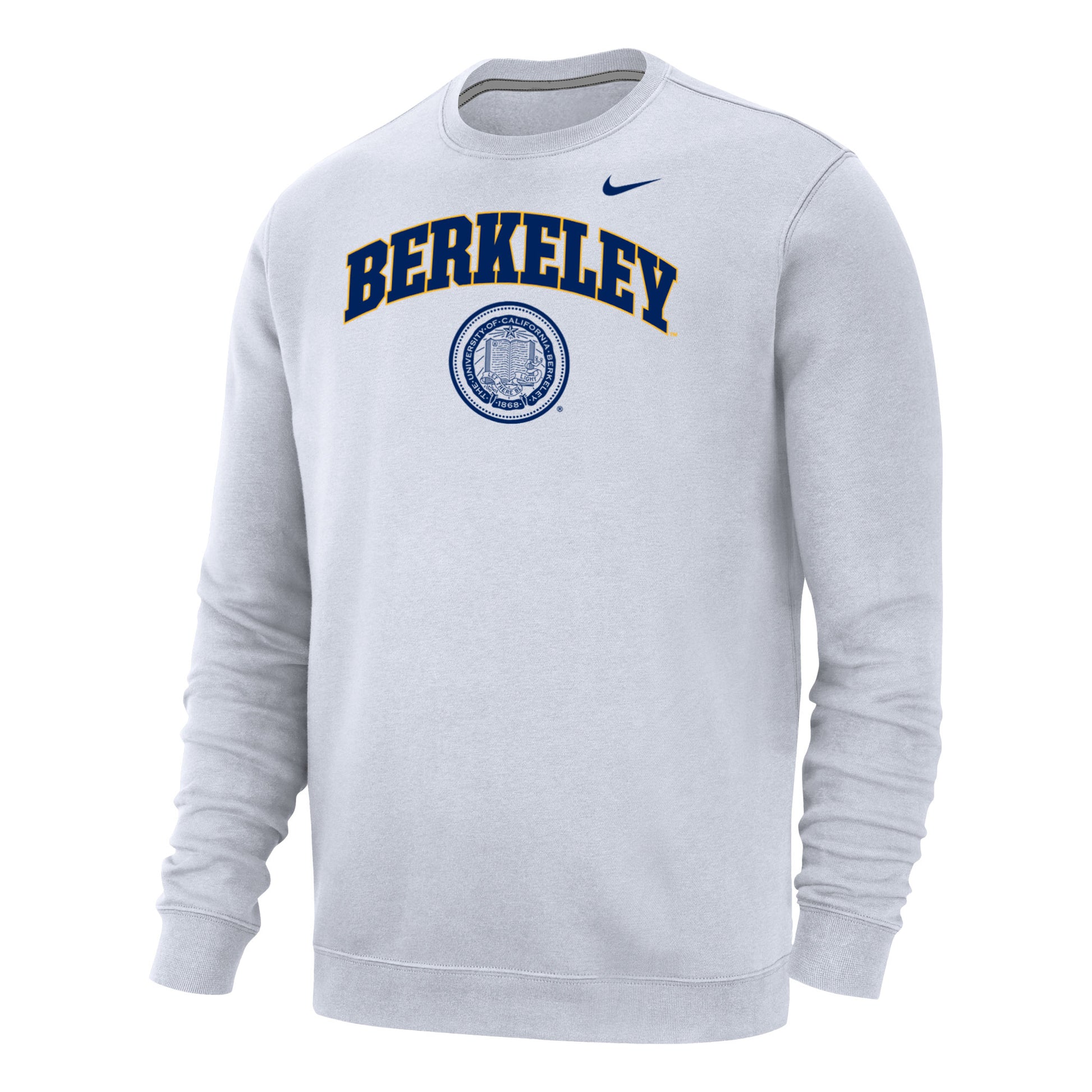 U.C. Berkeley Cal Nike crew-neck with Berkeley arch & seal-White-Shop College Wear