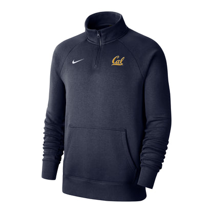 U.C. Berkeley Cal embroidered Nike club fleece quarter zip sweatshirt-Navy-Shop College Wear