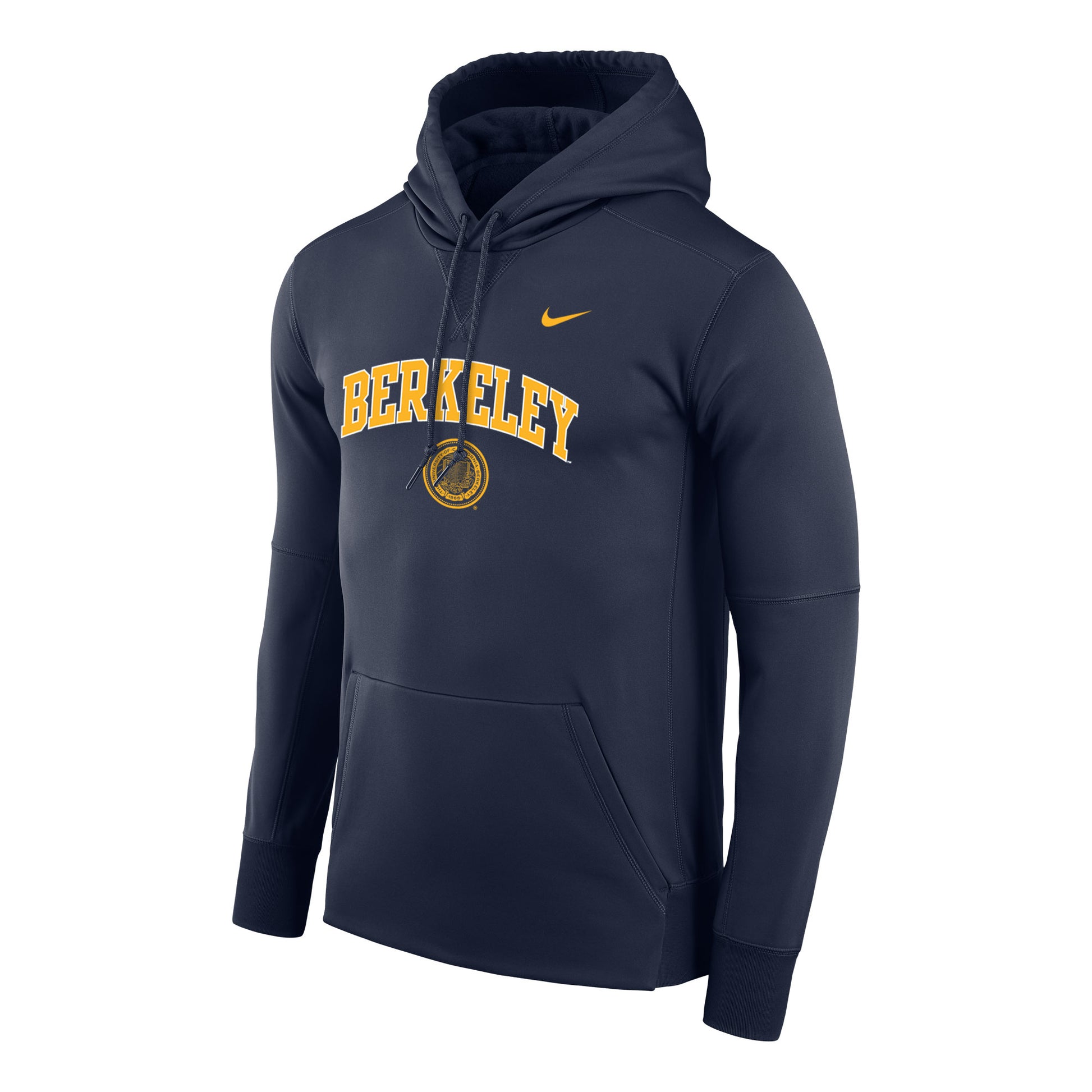 U.C. Berkeley Cal arch & seal Nike Therma fleece hoodie sweatshirt-Navy-Shop College Wear