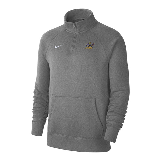 U.C. Berkeley Cal embroidered Nike club fleece quarter zip sweatshirt-Charcoal-Shop College Wear