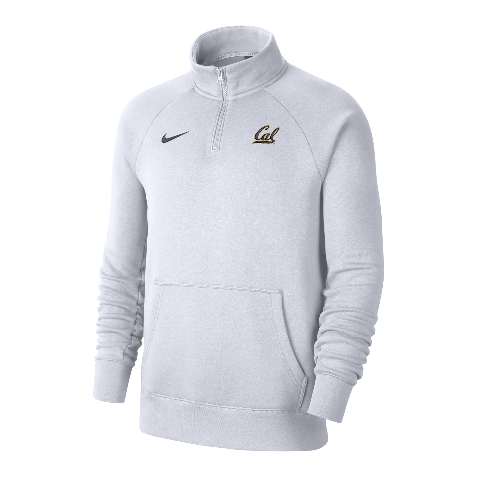 U.C. Berkeley Cal embroidered Nike club fleece quarter zip sweatshirt-White-Shop College Wear